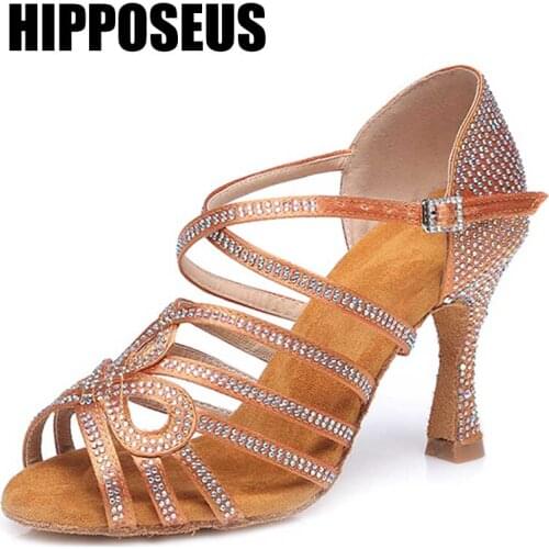 Ladies Dance Shoes Latin Dance Shoes Womens Professional Ballroom Dance Shoes Girls High Heeled Dancing 6/7.5/8.5/9/10cm Heels