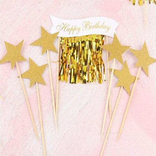 1 set Mini Tassel Bunting Cake Topper Tissue Paper Cake Topper For Wedding Kids Birthday Baby Shower Party Cake Decorations