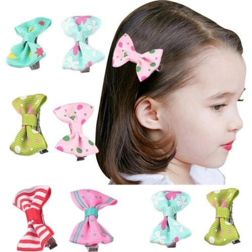 1 psc Random Mini Hair Clip Dot Printed Baby Hair Kids Clip Accessories wholesale Pin Hair Decoration Bow Newborn Hai H9R9