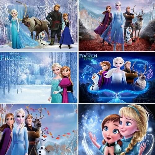 125x80cm Frozen 2 Party Backdrops Curtain Photobooth Backdrop Cloth Childrens Birthday Party Wall Decorations Backdrop Stand