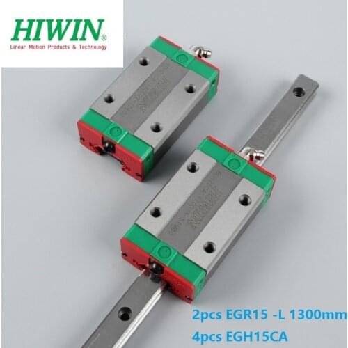 2pcs origial Hiwin rail EGR15 -1300mm linear guide + 4pcs EGH15CA carriage blocks for CNC router