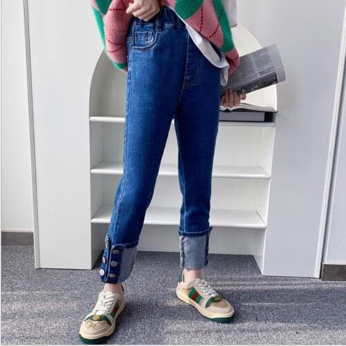 2021 new wholesale girls denim long pants fashion spring girls jean pants 6-12t A186
