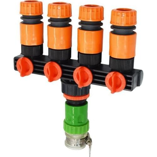 5/8 1/2 3/4 inch Garden hose water pipe 4 way splitter round tap garden 4 way tap 16mm 20mm hose cranes 1set