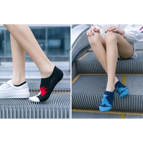 5 Pairs/Lot New Style Ladys Cartoon Animal Design Shallow Mouth Boat Socks High Quality Silica Gel Non-Slip Invisible Sock