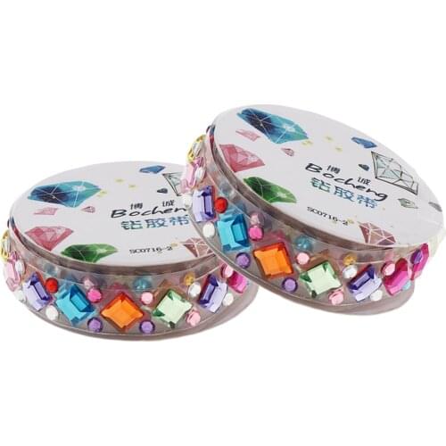 6Rolls Multi Size & Shape Rhinestone Sticker Tape DIY Self-Adhesive Crystals