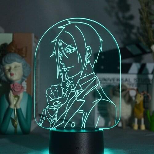 Acrylic 3D Night Light LED Anime Nightlight Black Butler Table Lamp Smart Phone Control Kids Birthday Gift Bedroom Atmosphere