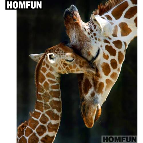 HOMFUN Full Square/Round Drill 5D DIY Diamond Painting "Giraffe family" Embroidery Cross Stitch 5D Home Decor Gift A01645