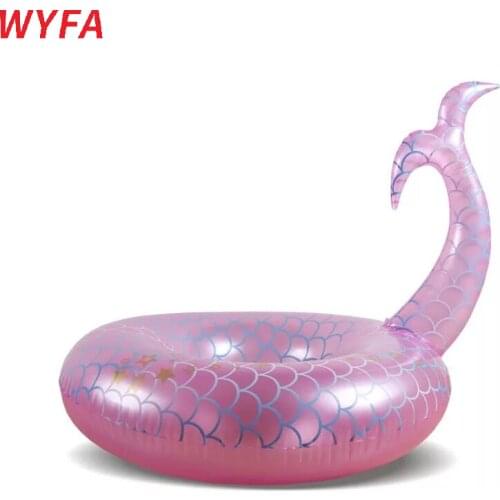 Free Inflator 110*110cm pink Flamingos Mermaid ring inflatable baby care swimming pool toy Dining Pushchair Infant Portable