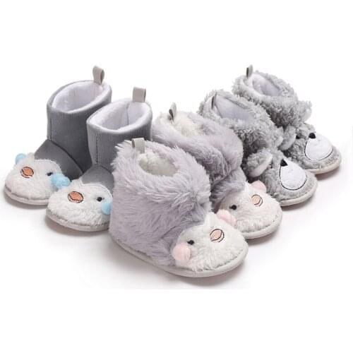 Baby Winter Boots Infant Toddler Newborn Cute Cartoon Bear Shoes Girls Boys First Walkers Keep Warm Snowfield Booties Boot 0-18M