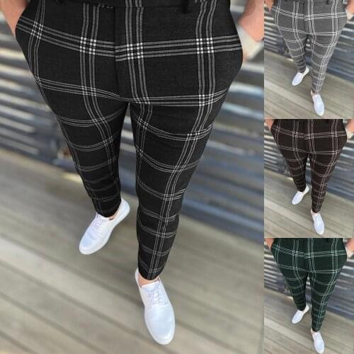 Spring and Autumn Hot Selling Fashion Mens Casual Pants with Tapered Dotted Plaid Pattern Mens Street Wear Pants