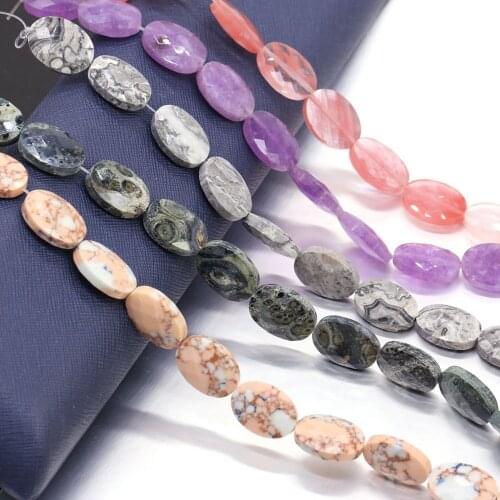 11Pcs Natural Stone Beads For Jewelry Making Section Egg-shaped Charms DIY Necklace Bracelet Earrings Handiwork Craft Accessory
