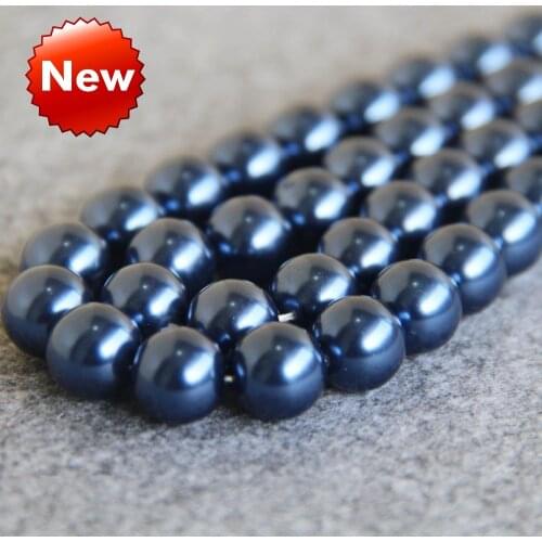 New For Necklace&Bracelet 12mm Blue Shell Pearl Beads SeaShell DIY Gifts For Women Girl Loose Beads Jewelry Making Design 16inch