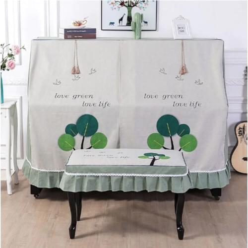Childlike printed piano dust cover lace lace fabric piano stool cover universal style piano full cover