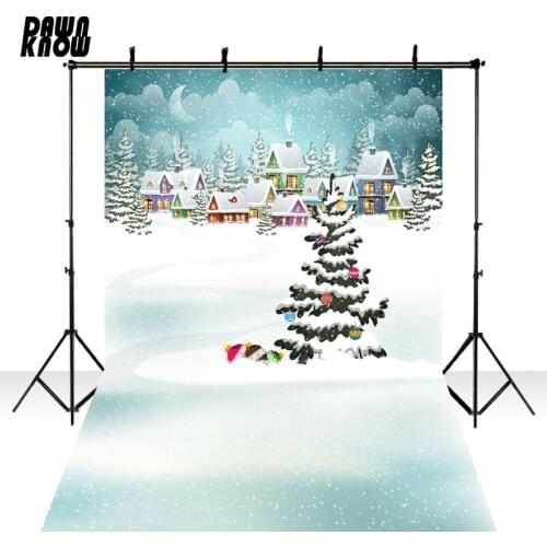 DAWNKNOW Cartoon Christmas Tree Background Photography Backdrop Fotografia Celebrate Children Photocall Photo Studio lv1182