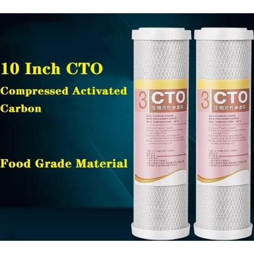 10 Inch Water Purifier Filter Flat Mouth Third Level Precision Sintered Compressed Activated Carbon Nutshell Mesh CTO Cartridge