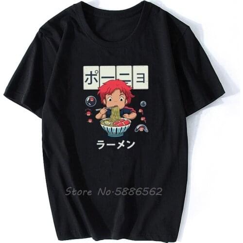 Ponyo Goldfish Ramen MenS T Shirt Men Cotton O-neck Tshirt Hip Hop Tees Tops Harajuku