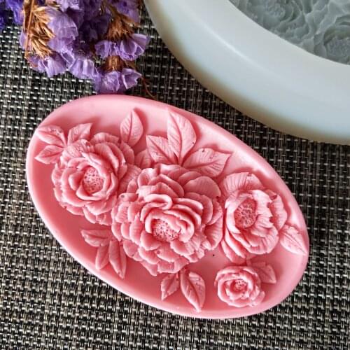 HC0141 PRZY Silicone Mold Flower Soap Molds Gypsum Chocolate Candle Candy Mold Clay Resin Oval Soap Rose Moulds Eco-friendly