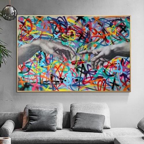 Classic Genesis Oil Painting Graffiti Art Print Picture on Canvas Hand Poster Wall Decor for Living Room Home 1 Piece Decoration