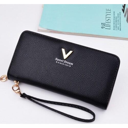 Wallet Women clutch PU Leather purse for Female clutch Ms wallets long Leather girl zipper money bag for Womens