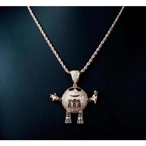 M Bean personality pendant fashionable micro-zircon necklac personality pendant fashionable micro-zircon necklace pendant HIPHOP