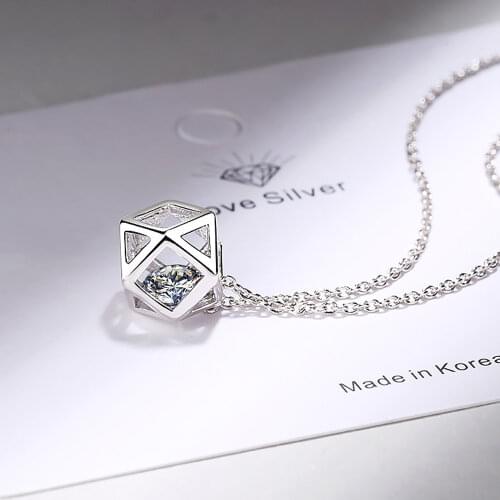 Fashion Zircon Square Pendants And Necklaces For Women 925 Sterling Silver Wedding Party Female Jewelry Gift 2021 Free Shipping