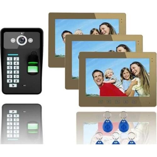 MOUNTAINONE New Arrival Luxury 10" video door phone with 1000TVLine HD IR camera , Password ,Fingerprint and ID card unlock 1V3