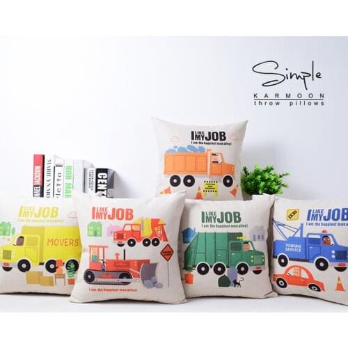 Cartoon Site car Simple modern pattern 4148 Pillow Cover Home Decorative Pillows Linen Pillow Case Office Sofa Cushion Cover