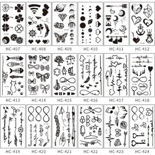 Tattoo Sticker Black Lined Rose Forest Constellation Waterproof Temporary Fake Tattoos Arm for Sexy Fashion Women Body Art