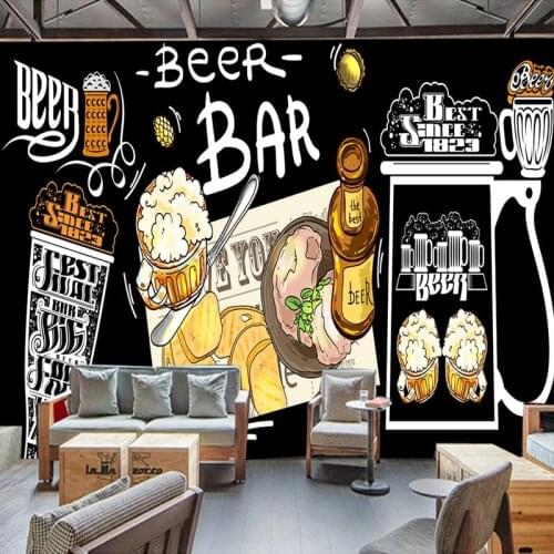 Custom Any Size Mural Wallpaper 3D Hand Painted Blackboard Beer Bar Restaurant Background Wall Decor Papel De Parede Wall Papers