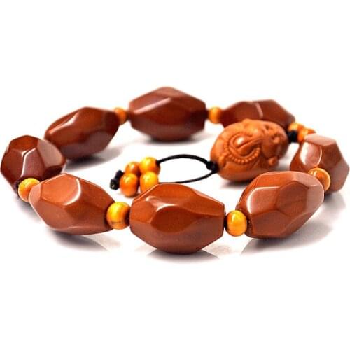 Dropshipping Natural Olive Shell Bracelets High olive core DIY Guanyin Buddha Laughing Hand String Oil Old Wood Bracelet Jewelry