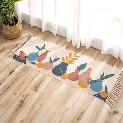 Retro Ethnic Tassel Carpet For Living Room Cotton Linen Floor Door Rug Geometric Kids Room Bedside Mat Home Tapestry Decorative