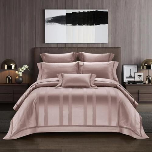 Luxury 1000TC Egyptian Cotton 4Pcs Duvet Cover Set with Zipper Soft Bed Sheet Pillowcases Grey/Dusty Pink Jacquard Bedding sets