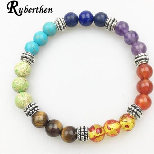 Ruberthen Designer Yoga Bracelet 7 Chakra Healing Crystals Jewelry Natural Stone Bracelet Emotional Balance Bracelet Hot Sale
