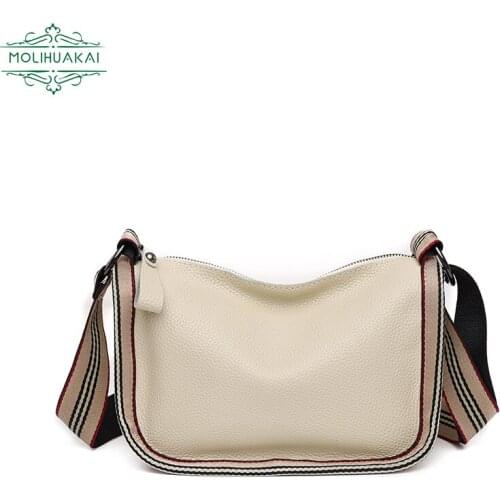 High Quality Ladies Leather Crossbody Luxury Brand Designer Bag Soft Fabric Girl Shoulder Bag Wide Shoulder Strap Bolsa Feminina