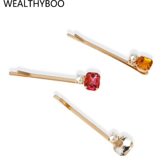 Wedding Geo Glass Barrettes Party Crystal Bobby Pins Daily multi color Hair Clip Pin Women Jewelry Accessories Headpiece