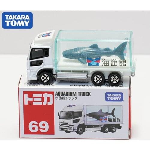Takara Tomy Tomica Alloy Diecast Osaka Shark Transporter Aquarium Truck Diorama Car Model Miniature Carros NO69 Toys