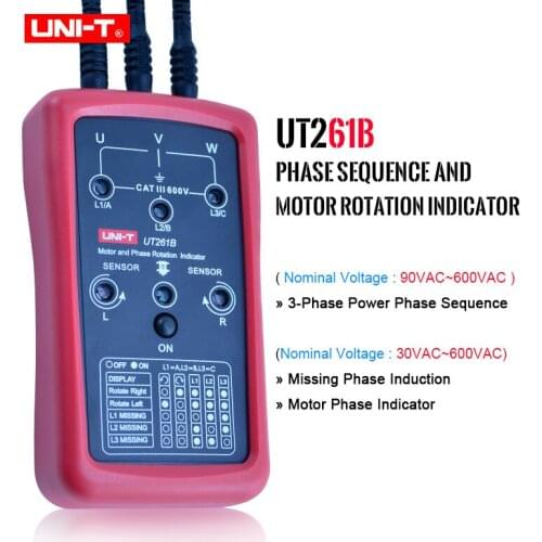 UNI-T UT261B Phase Sequence and Motor Rotation Indicatiors Phase Sequence Missing Phase Motor Rotation