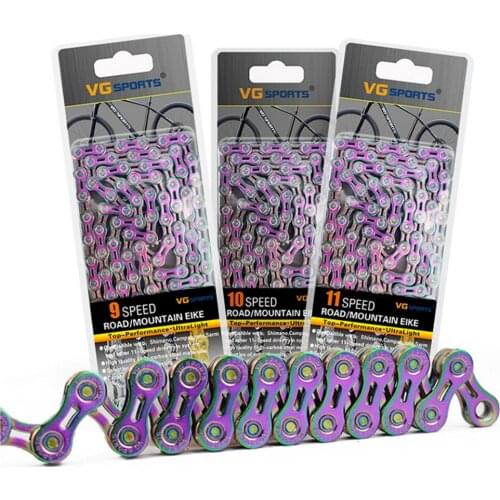 VG Sports 2020 9 10 11 Speed Bicycle Chain Colourful Half Hollow EL MTB Mountain Road Bike Ultralight Colorful Accessories 116L