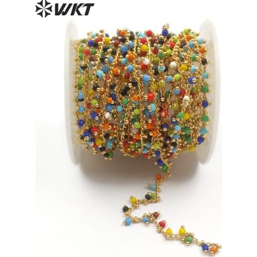 WT-RBC059 Wholesale Special Custom Design colorful beads chain charming dangle beads with Gold Electroplated for women jewelry