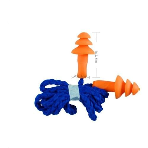 100pcs Noise reduction Soft Silicone Corded Ear Plugs ears Protector Reusable Hearing Protection Noise Reduction Earmuff