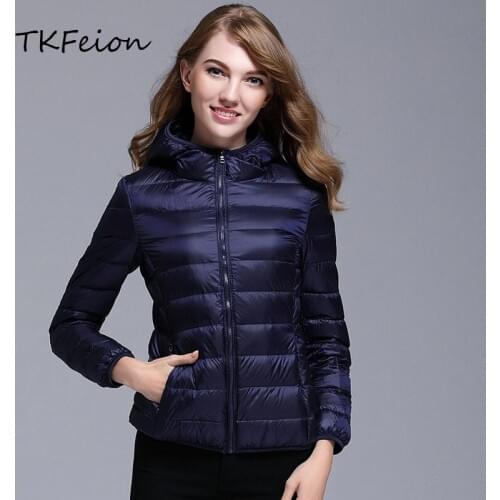 Women Hooded Jackets Plus Size 6XL 7XL Light Thin Spring Autumn Ladies Slim Overcoat Duck Down Filler Female Basic Bomber Coats