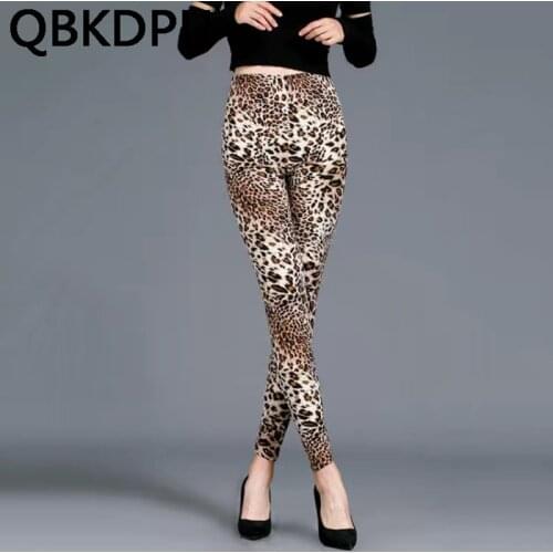 Leopard Print printing High waist slim Pencil Pants Women Casual big size summer Ankle-Length Pants Ladies Chic elastic trousers