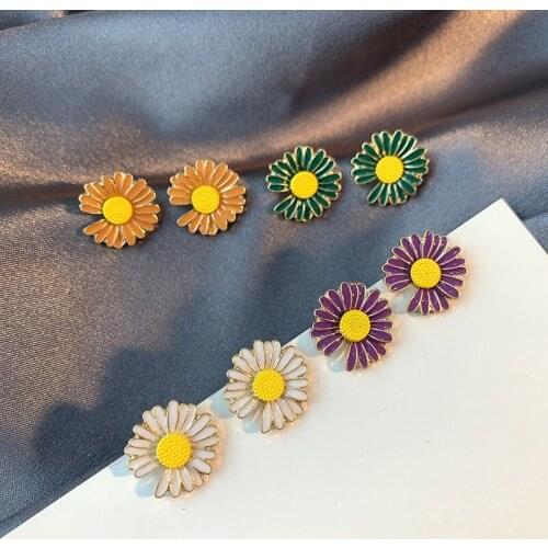 2020 new ethnic boho small enamel flower stud earrings for women girl wedding party earring gift fashion kids jewelry