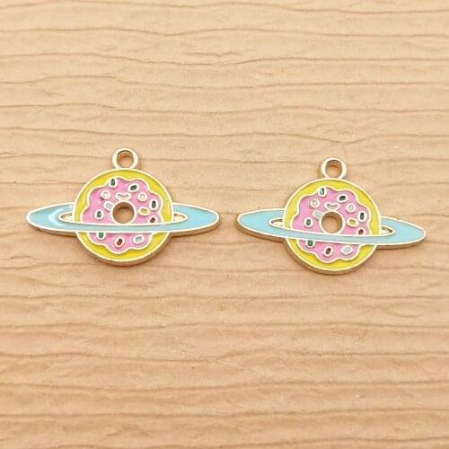 10pcs 14x24mm enamel charm doughnut earth charm for jewelry making earring pendant necklace and bracelet charm