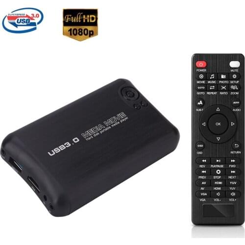 2.5"SATA Media Player 1080P USB3.0 External HDD Media Player With HD AV Coaxial Support MKV H.264 RMVB WMV Portable MP4 Player