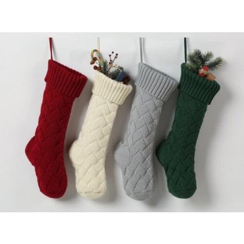 Acrylic Christmas Stockings Christmas Decoration Christmas Gift Bag Fireplace Decoration Socks New Year Candy Gifts Bags Holder