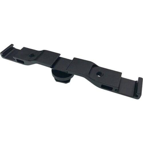 Aluminium Camera Flash Cold Shoe Extension Mount Bracket Base with 1/4" Thread Holes for Camera Fill LED Light Microphone