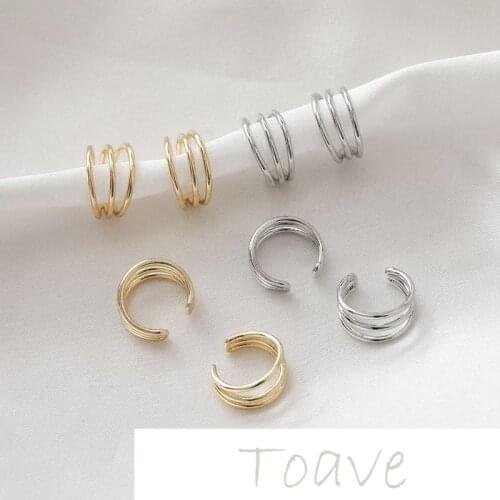 Color-preserving small and exquisite copper-plated 14K gold-coated 3-layer ring simple ear bone clip diy handmade earrings