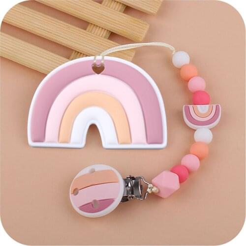 Baby Rainbow Teether Silicone Beads Molar Toys Infant Teeth Nursing Soother Shower Gifts