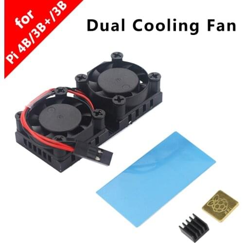 Dual Fan for Raspberry Pi 3B Plus with Heat Sink Double Cooling System Fan Cooler Radiator for Raspberry Pi 3 Model B / 3B
